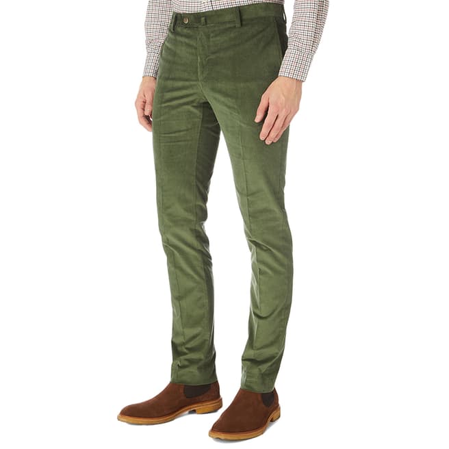 Hackett London Green Corduroy Stretch Trousers