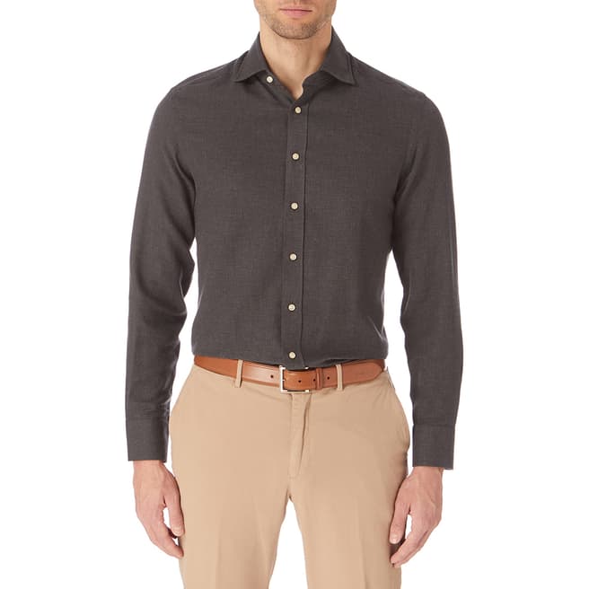 Hackett London Brown Cotton/Cashmere Shirt