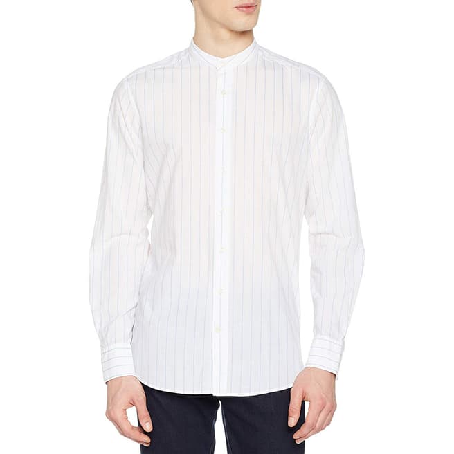 Hackett London White/Blue Wide Stripe Shirt