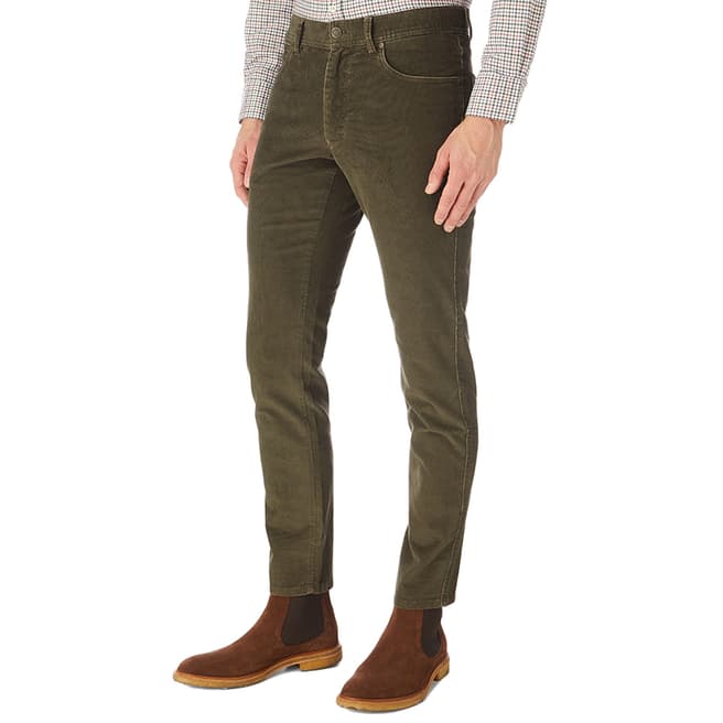 Hackett London Olive Cord Stretch Trousers