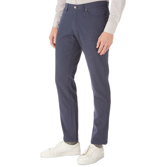Hackett London Navy Cotton Flannel Cotton Stretch Trousers