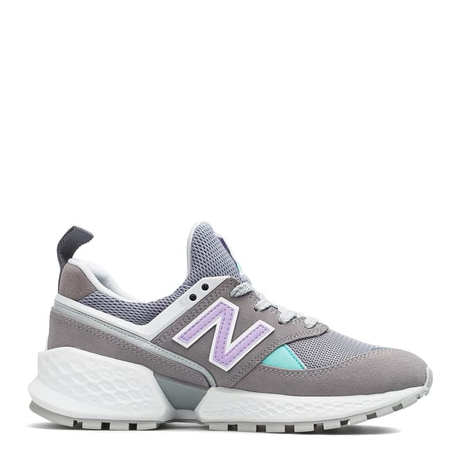 New Balance Grey & Purple 574 Sport Sneakers