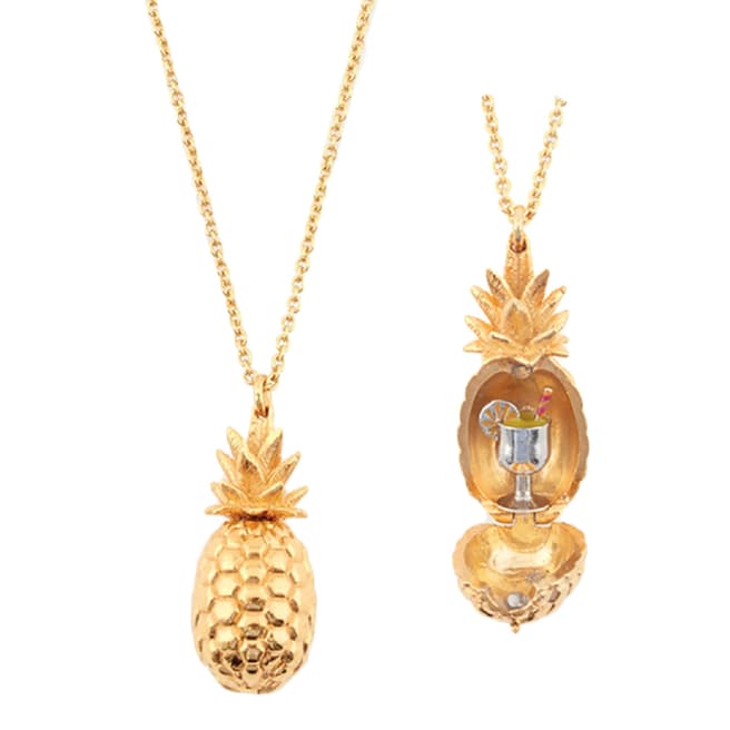 Bill Skinner Gold Pineapple Locket Necklace
