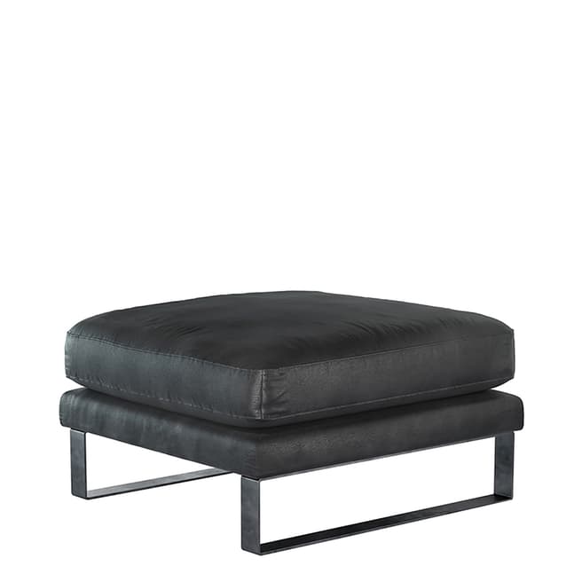 sofa.com Costello Large Rectangular Footstool in Black Bellwether Leather