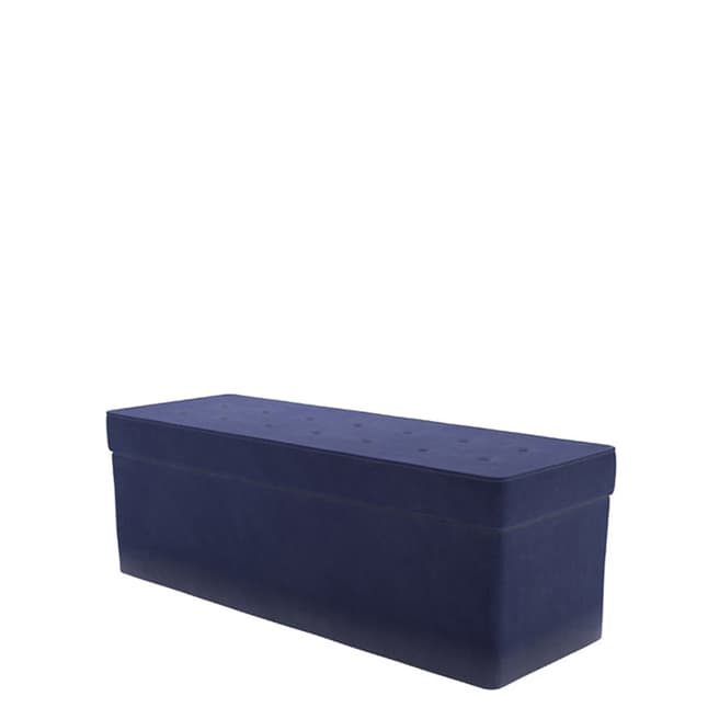 sofa.com Buttons Blanket Box in Prussian Blue Cotton Matt Velvet