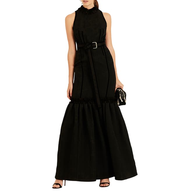 Amanda Wakeley Black Jacquard Long Dress