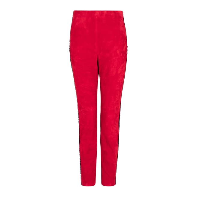 Amanda Wakeley Red Suede Stretch Leather Trousers