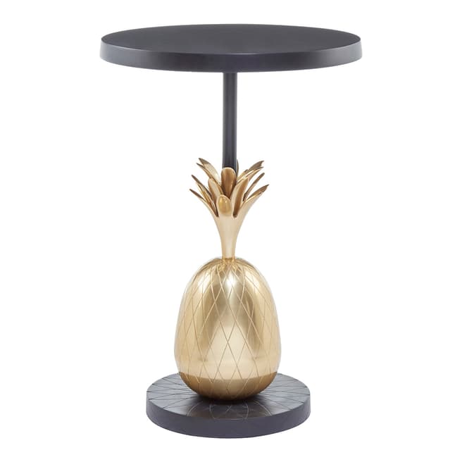 Fifty Five South Boho Pineapple Table, Black Iron, Matte Antique Brass Finish