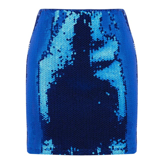 Warehouse Bright Blue Sequin Mini Skirt