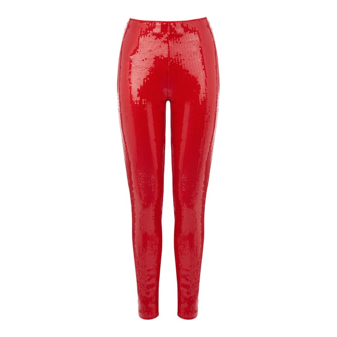 Warehouse Bright Red Fitted Sequin Leggings 