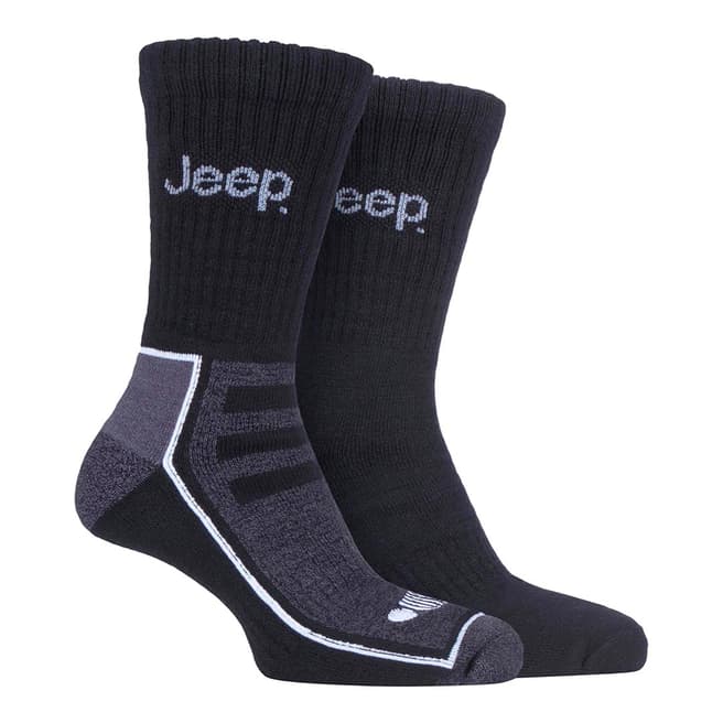 Jeep Black/Charcoal Mens 2 Pair Jeep Bamboo Boot Sock