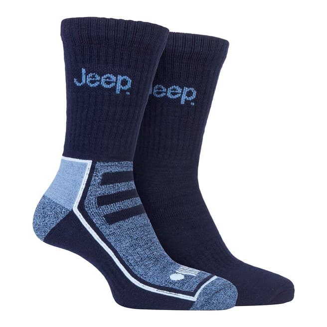 Jeep Navy/Blue Mens 2 Pair Jeep Bamboo Boot Sock