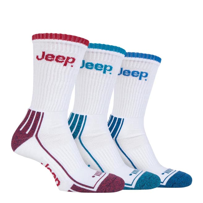 Jeep White Mens 3 Pair Jeep Crew Sport Socks