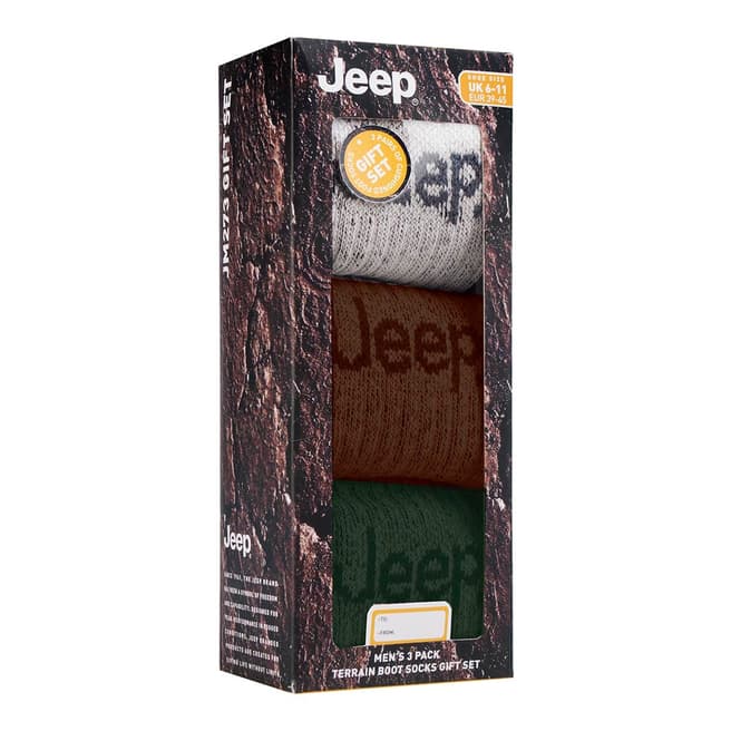 Jeep Multi Mens 3 Pair Jeep Lux Terrain Boot Sock Gift