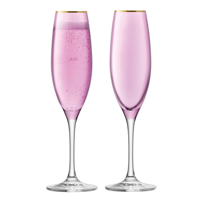 LSA Set of 2 Rose Sorbet Champagne Flutes, 225ml