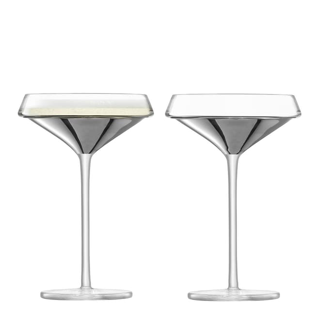 LSA Set of 2 Platinum Space Champagne Glasses, 240ml