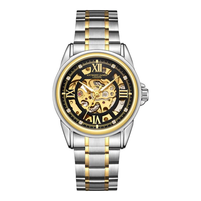 Anthony James Men's Silver/Gold Skeleton Watch 