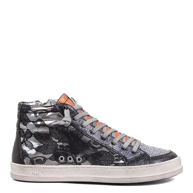 P448 Black Floral Lace Skate Sneakers