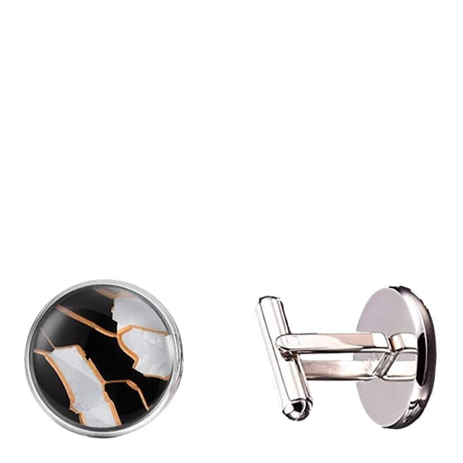 Stephen Oliver Silver Plated Multi Mother Of Pearl Black & White Cufflinks