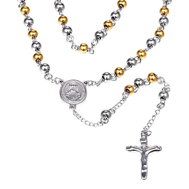 Stephen Oliver 18K Gold & Silver Religious Rosary