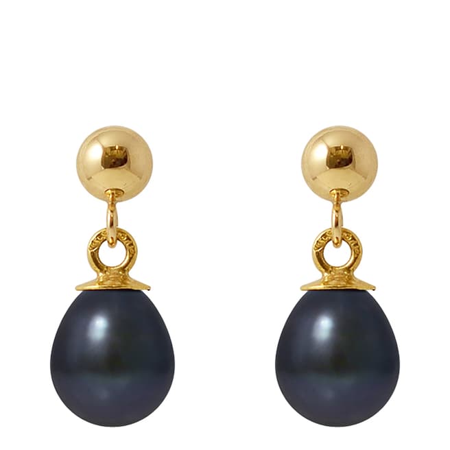 Manufacture Royale Yellow Gold / Black Pearl Earrings 9-10mm