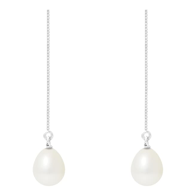 Manufacture Royale White Pearl Drop Earrings 9-10mm