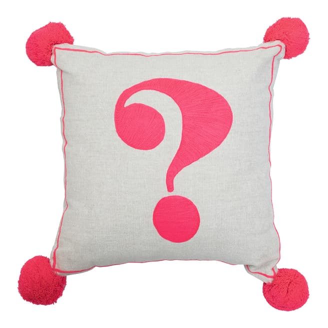 Bombay Duck Question Mark Cushion, Neon Coral