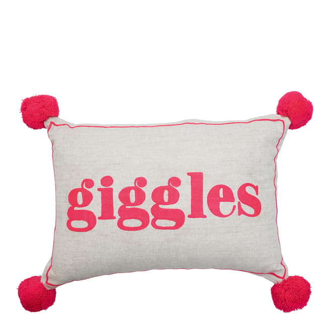 Bombay Duck Small Talk Giggles Cushion, Coral