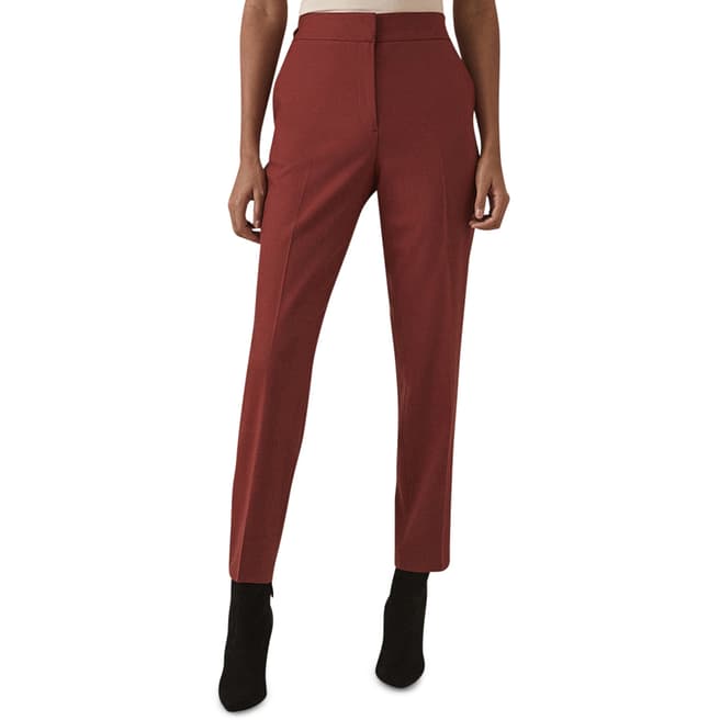 Reiss Red Eleanor Tapered Wool Blend  Trousers