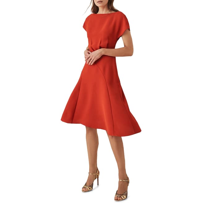 Reiss Red Victoria Cap Sleeve Dress