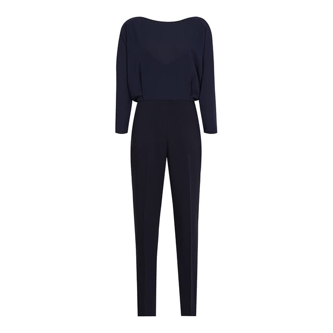 Reiss Navy Ania Open Back Jumpsuit