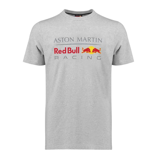 Red Bull Racing Men's Grey Aston Martin Large Logo Tee
