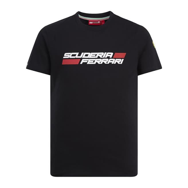 Scuderia Ferrari Men's Black Scuderia Logo Cotton T-Shirt