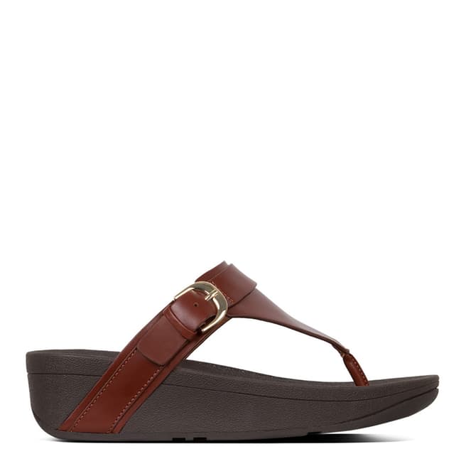 FitFlop Cognac Edit Leather Adjustable Toe Thongs