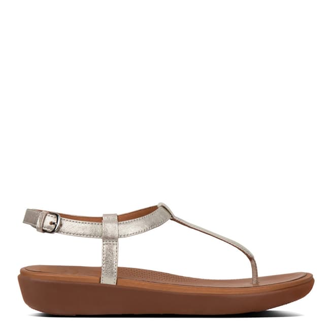 FitFlop Silver Tia Leather Toe Thong Sandals