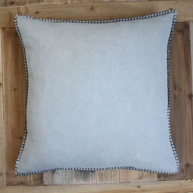 Biggie Best Stitch Border 100% Linen Cushion, 50 x 50cm