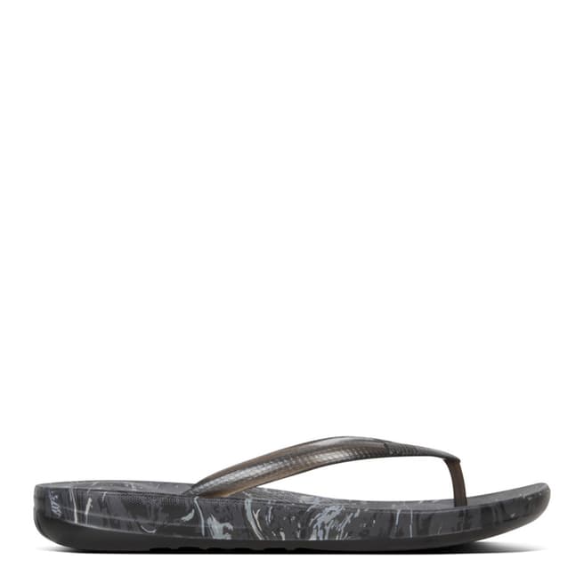 FitFlop Black Iqushion Marble Flip Flops