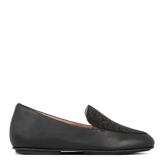 FitFlop Black Lena Crystal Leather Loafers