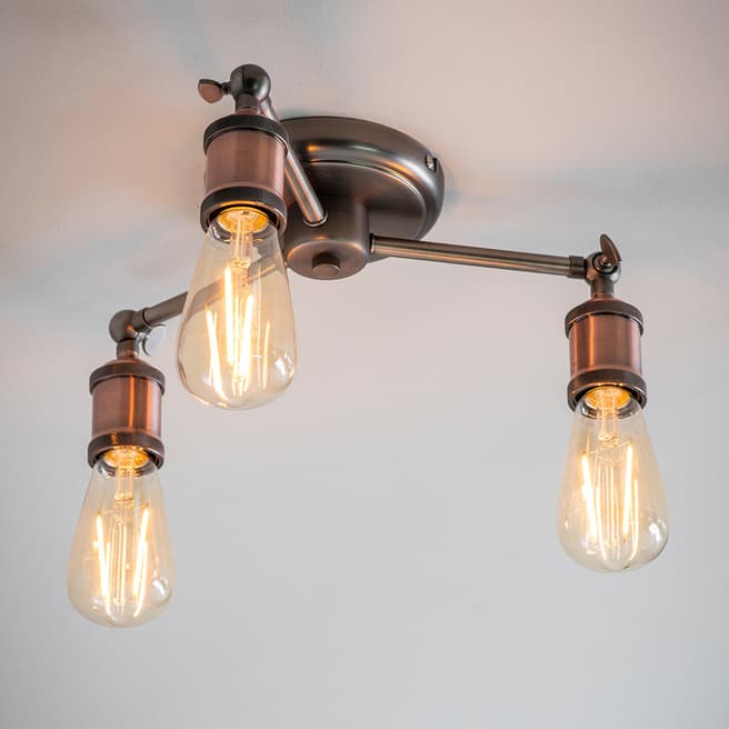 Lymington Pewter/Copper Hal 3-Light Semi flush Lamp