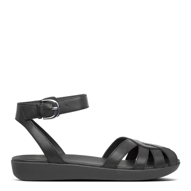 FitFlop Black Cova Weave Leather Sandals
