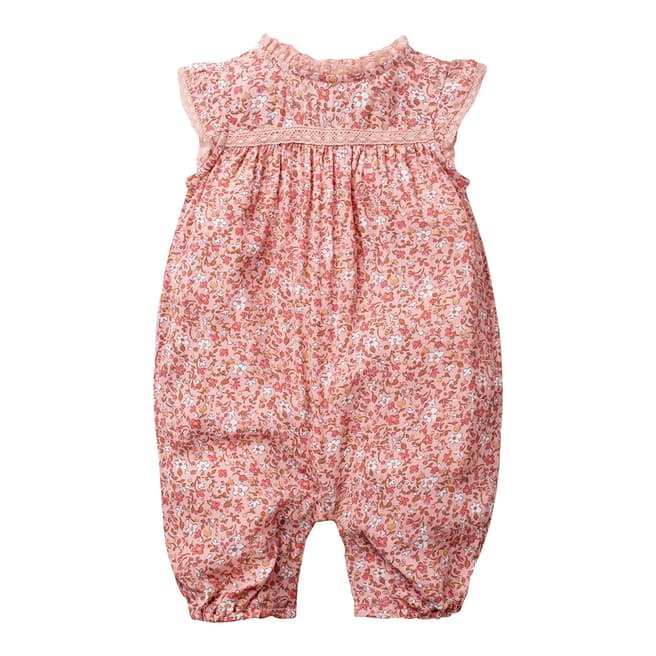Boden Baby Pink Ditsy Floral Pretty Woven Romper