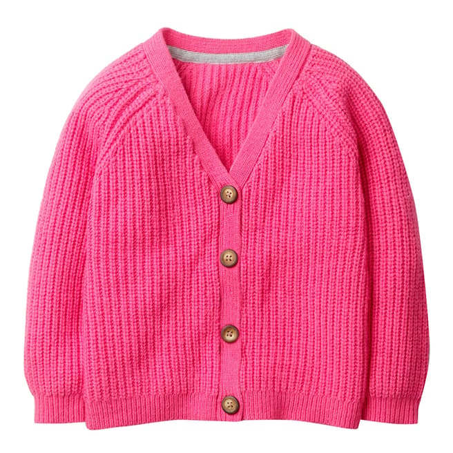 Boden Girls Pink Chunky Knit Cardigan