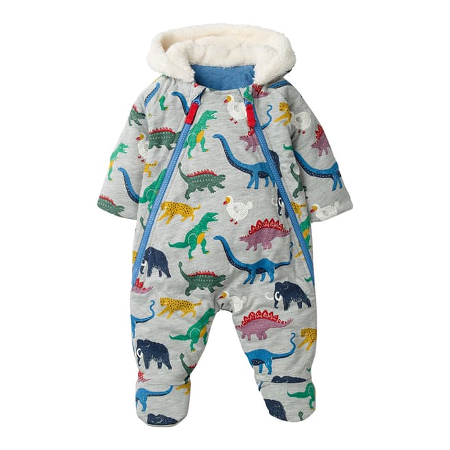 Boden Baby Grey Marl Multi Dinosaurs Cosy All-In-One