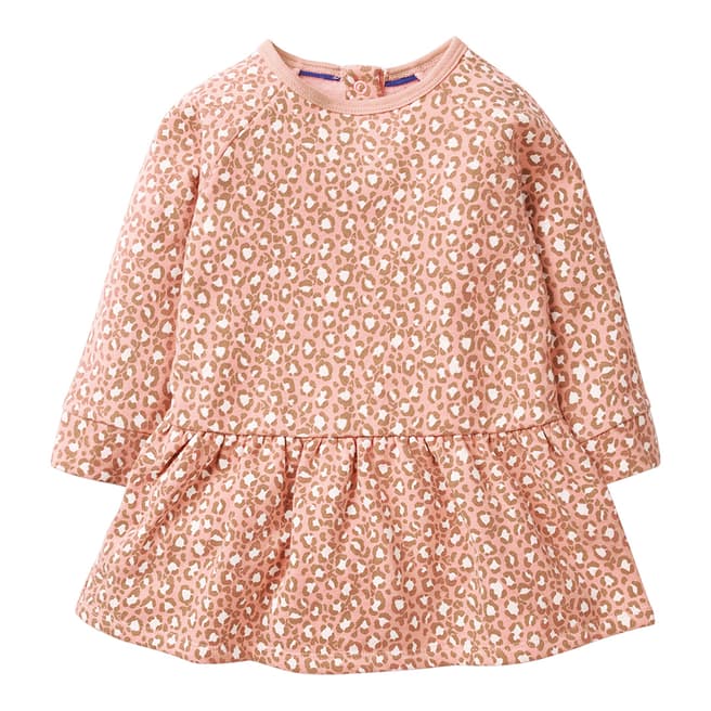 Boden Baby Chalky Pink Mini Leopard Cosy Dress