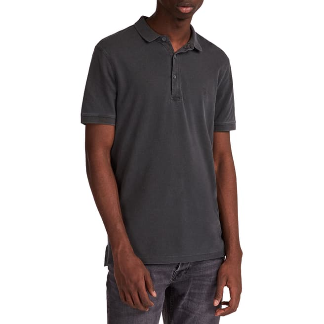 AllSaints Vintage Black Atom Polo Shirt