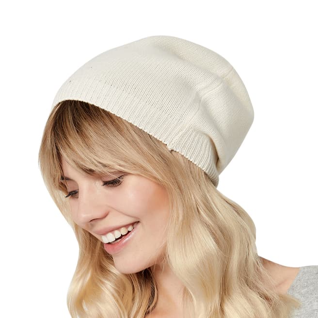 Manode White Cashmere Knitted Cap 