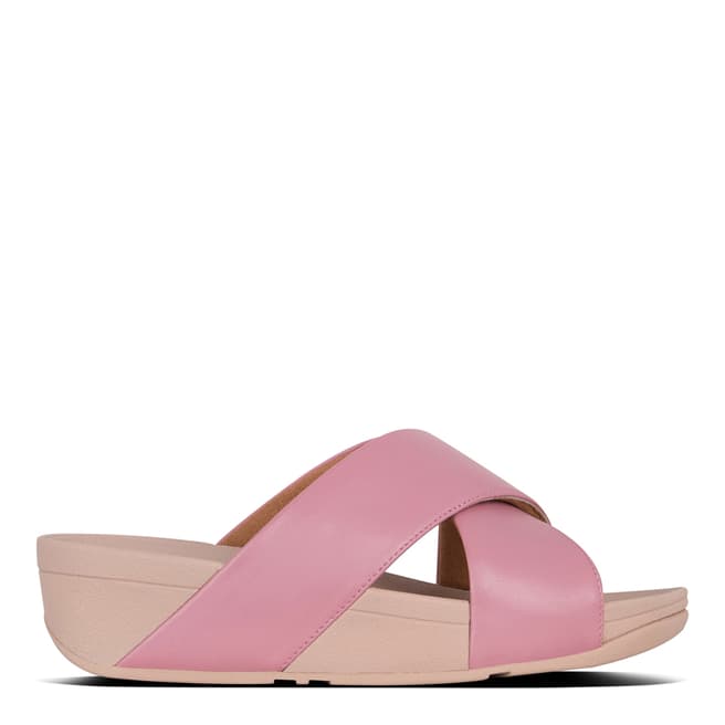 FitFlop Pink Lulu Leather Cross Slide Sandals