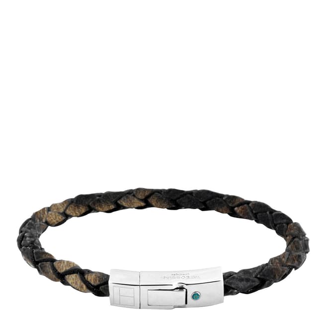 Tateossian Black Tiger Print Leather Bracelet