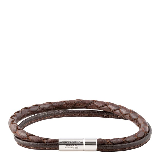 Tateossian Brown Plaited Single Wrap Bracelet