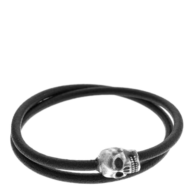 Tateossian Black Skull Pendant Wrap Bracelet